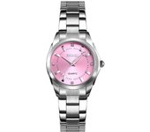 Relojes de mujer de moda, pulsera de acero inoxidable de cuarzo analógico de 36 mm