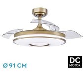 FABRILAMP Ventilador DC 48W Dani Cuero 3 Aspas - Potente Motor - 6 Velocidades