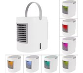 Mini ventilador enfriador de aire portátil de escritorio con USB y luz colorida de velocidad ajustable