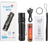 Trustfire MT22 Rechargeable LED Flashlight 2250Lumen EDC Powerful Work Light USB C Charging 18650 Torch with Power Bank Function