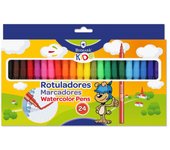 Tradineur - Set de 24 rotuladores de colores para niños, punta fina, colorear, dibujar, material escolar, manualidades, 14,5 cm