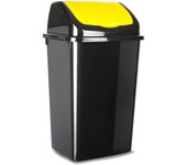 Tradineur - Cubo de basura con tapa basculante para reciclaje - Fabricado en plástico - Capacidad: 50 Litros - Reciclaje para Plástico, Papel y Vidrio - 68,5 x 40 x 35 cm - Color Aleatorio