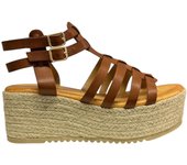 Sandalia Cuña Romana Camel