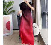 Classic Japanese Pleats Please Pleated Gradient Color Plus Size Issei Long Dress For Women Elegant Top Skirt One Piece Clothes
