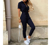 Overalls for Women Casual Lapel Lace-up Print Belt Work Jumpsuit Women One Pieces Bodysuit Women Chic and Elegant Long Jumpsuits