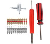Valve Core Tool Set 20Pcs Valve Cores, 4-Way Valve Tool, Dual Single Head Valve Core Remover, Tire Repair Tool