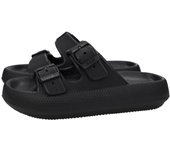 Sandalias marca B&W para niña en color negro. Chanclas de pala para niñas, con hebillas ajustables en color negro, chanclas de piscina para niñas