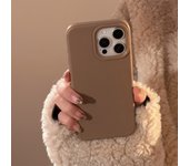 Minimalist Brown Gray Cream White Phone Cases for iPhone 16 Plus Pro Max 15 14 13 12 11 Winter Style Protective Phone Covers