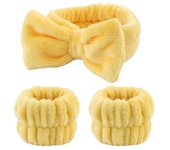 Bow Headband Wristband Set Towel Elastic Soft Washing Face Shower Make Up Yoga Sports Skincare Headband For Women Girls