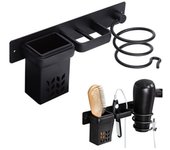 Wall-mounted Hair Dryer Holder Bathroom Storage Rack Multi-functional Space-saving Storage Box for Hair Care Tools