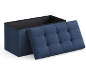Baúl de Almacenaje Plegable - Taburete Reposapiés y Banco, Soporta hasta 300 kg, 38x76x38 cm, Ideal para Sala de Estar, Dormitorio y Entrada