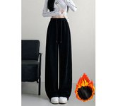Women Basic White-gray Black Elastic Sports Trousers Lady Wide Leg Straight Leg Pants Female Versatile High Waisted Sweatpants
