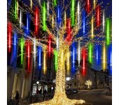 1Pack Meteor Shower Lights Outdoor 8 Tubes Falling Rain Lights Waterproof Lights For Christmas Tree Porch Yard Patio Roof Decor