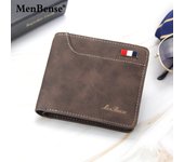 Nueva cartera para hombre, estilo casual, con múltiples tarjetas, estilo esmerilado, corta, de PU, con tres pliegues.