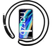 Funda Colgante Transparente para Realme Narzo 50A Prime con Cordon Negro
