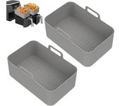 2Pcs Air Fryer Silicone Pot Air Fryer Liner Heat Resistant Air Fryer Silicone Basket Rectangle Baking Pan for Oven Microwave
