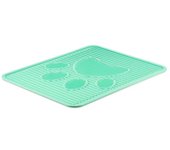 Alfombrilla de plástico para comedero y bebedero. 42.5x 51.5 x 0.5 cms