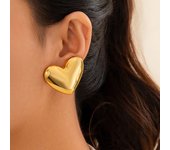 Minimalist Punk Gold Color Smooth Love Heart Stud Earrings for Women 2024 Trend Wed Bridal Goth Piercing Earrings Jewelry Gift