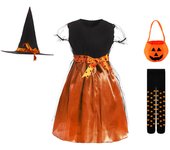 Halloween 2024 WItch Outfit for Little Girls Age for 1-12 Yrs Western Mid Century Hag Dress Toddler Evil Wizard Cosplay Costume