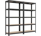 SONGMICS Estante de Almacenamiento para Cargas Pesadas (40 x 90 x 180 cm, con Estructura de Acero, Puede soportar hasta 875 kg, 5 estantes Ajustables, Color Negro/Gris Brumoso/Azul