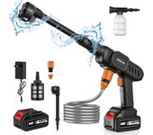 Portátil 60Bar de potente presión de agua Lavadora de alta presión recargable 20000mAh de gran capacidad Motor de alta velocidad 30000rpm Salida de agua 10L/min 6 en 1 accesorios multifuncionales Pistola de alta presión sin cable para lavar coches