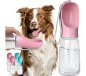 Botella de Agua para Perros, dispensador de Agua portátil a prueba de fugas para perros con bebero para mascotas, para paseos al Aire Libre, senderismo y Viajes (19 oz, Rosa)