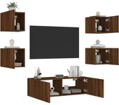 vidaXL Muebles de TV de pared con luces LED 5 piezas, Mueble de Salon, Mueble TV, Mueble TV salon, Mesa de TV, Mueble tele