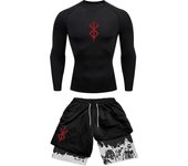 Anime 3D Printed Men's Compression Set Long/short Sleeve Gym Top+Workout Shorts Quick Drying Rash Guard Set