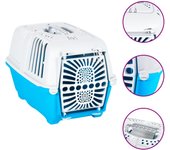 vidaXL Transportín de mascota blanco azul polipropileno Dimensiones 48 x 31.5 x 33 cm, 55 x 36 x 36 cm
