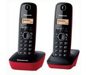 Panasonic KX-TG1612SPR Teléfono Inalámbrico Duo – Diseño Elegante, Pantalla LCD, Identificador de Llamadas y Larga Duración de Batería