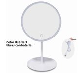 mirror Espejo de maquillaje desmontable con luz LED, Base de almacenamiento, 3 modos, recargable por USB, 1 unidad mirror