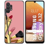 Tumundosmartphone Funda Gel Tpu para Samsung Galaxy A32 4G diseño Brochas Dibujos