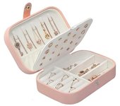 Organizador de joyas pequeño, cajas de viaje para guardar anillos, pendientes, collares, pulseras y joyas de piel sintética