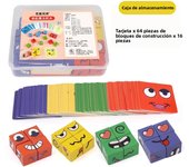 Kids Face Change Expression Puzzle Building Blocks Montessori Cube Table Game Toy Early Educational Toys for Boy s Children Gift