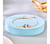 Japan Korea Elegant Tulip Rose Bracelet For Women Girls Sweet Colorful Flower Gold Color Metal Chain Bracelets Aesthetic Jewelry
