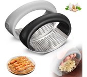 Prensa de Ajos, Balancín de Acero Inoxidable, Prensa de Ajo de Acero Inoxidable, Herramienta de Cocina, Cortador de Ajos, Herramienta de Cocina con Pelador de Ajos de Silicona