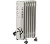 JATA JCRA2307 - Radiador Electrico bajo consumo de aceite de 7 módulos. 3 potencias de calor (600-900-1500 W) Máxima seguridad. Fácil de transportar