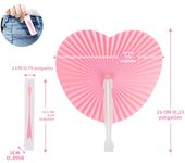 30/60/100pcs White Heart Shape Folding Fan Blank Paper Hand Fans With Plastic Handles DIY Painting Birthday Wedding Party Decor