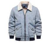 Nueva chaqueta vaquera de terciopelo de otoño e invierno, tops vaqueros lavados informales para hombre, Chaqueta de algodón gruesa para hombre