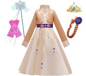 Girls Snow Queen 2 Royal Anna Costume Deluxe Princess Dress Frozen Role Playing Toddler Elsa 2 Elegant Frock Halloween Clothes