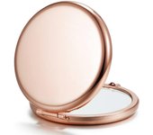 Espejo compacto para bolso, espejo de maquillaje de bolsillo de metal con aumento de doble cara