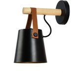 Aplique de Techo de estilo nórdico E27 Aplique mural en Madera maciza Modern simple personnalité Créative Chambre Allée Chevet ins aplique mural 22*13cm Negro 1 Pieza