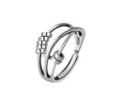 Round Bead Rotating Anxiety Luxury Woman Ring Twisted Fidget Metal Spinner Anxiety Relief Spinning Anti Stress Ring Bague Femme