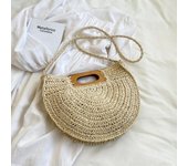 Minimalist Straw Bag for Women Summer Half-moon  Beach Handbags Rattan Handmade Kintted Handle Bags Bolsas