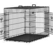 Jaula metálica para perros, transportín plegable, duradero y robusto, fabricado con hierro, en color negro