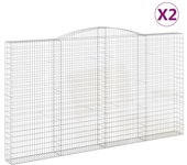 vidaXL Cestas de gaviones 2 uds forma de arco hierro Dimensiones 400 x 30 x 60/80 cm,  400 x 30 x 120/140 cm,  400 x 30 x 160/180 cm y mas