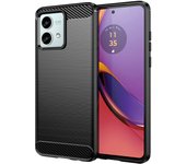 Funda para móvil Motorola Moto G84 Carcasa Protectora Antigolpes Silicona Negra Diseño Fibra de Carbono Resistente Absorción de Choque [Compatible Carga Inalámbrica]