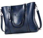 Bolso de mujer Bolso de mano Bolso de cuero de PU Costura FINAS Hardware resistant Capacidad adecuada Azul Oscuro Tamaño libre W