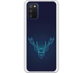Funda compatible con Samsung Galaxy A03s - Be Unique Funda Gel reno azul geométrico