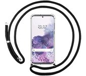 Tumundosmartphone Funda Colgante Transparente para Samsung Galaxy S20 con Cordon Negro